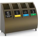 Anthrazitfarbene Moderne 4er-Mülltonnenboxen bis 100l pulverbeschichtet 
