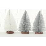Silberne 22 cm Runde Weihnachtsbäume aus Kunststoff 3-teilig 