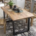 Baumkanten Tisch aus Mangobaum Massivholz und Stahl 160 cm breit