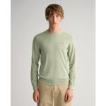 Grüne Melierte Gant Rundhals-Ausschnitt Kaschmir-Pullover aus Baumwolle für Herren für den für den Herbst 