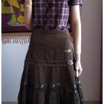 Braune Vintage Cordröcke mit Reißverschluss aus Baumwolle für Damen 