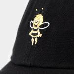 Schwarze Bestickte Biene Maja Nachhaltige Snapback-Caps Handwäsche für Herren Einheitsgröße 