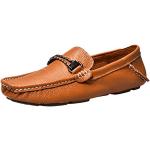 Bayamte Herren Slip On Mokassin Atmungsaktiv Fahren Halbschuhe Freitzeit Schuhe Anti-Rutsch Slipper Braun Asia 38 (24cm)