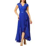 Royalblaue Elegante Maxi V-Ausschnitt Lange Abendkleider mit Reißverschluss aus Chiffon für Damen Größe XXL für den für den Winter 