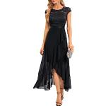 Schwarze Elegante Maxi Rundhals-Ausschnitt Lange Abendkleider mit Reißverschluss aus Chiffon für Damen Größe 3 XL 