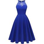 Royalblaue Elegante Ärmellose Midi Ballkleider mit Reißverschluss aus Spitze Handwäsche für Damen Größe L für Brautjungfern für den für den Sommer 