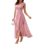 Rosa Elegante Maxi V-Ausschnitt Lange Abendkleider mit Reißverschluss aus Chiffon für Damen Größe S für die Braut für den für den Winter 