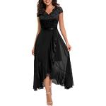 Schwarze Elegante Maxi V-Ausschnitt Lange Abendkleider mit Reißverschluss aus Chiffon für Damen Übergrößen zum Abschlussball für den für den Winter 