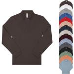 Schwarze Langärmelige B&C Langarm-Poloshirts mit Knopf aus Baumwolle trocknergeeignet für Herren Größe 3 XL 