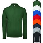 Grüne Langärmelige B&C Langarm-Poloshirts aus Baumwolle für Herren Größe S 