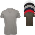 Hellgraue Kurzärmelige B&C Bio V-Ausschnitt T-Shirts aus Baumwolle für Herren Größe XXL 