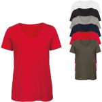 Schwarze B&C Bio V-Ausschnitt T-Shirts aus Baumwolle für Damen Größe XS 