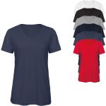 Rote Kurzärmelige B&C V-Ausschnitt T-Shirts aus Baumwollmischung für Damen Größe L 