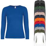 Royalblaue Langärmelige B&C Nachhaltige T-Shirts aus Baumwolle trocknergeeignet für Damen Größe XL 