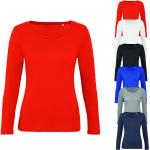 Rote Langärmelige B&C Bio T-Shirts aus Baumwolle für Damen Größe XS 