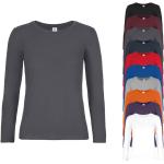 Graue Langärmelige B&C Nachhaltige T-Shirts aus Baumwolle trocknergeeignet für Damen Größe 3 XL 