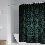 Dunkelgrüne Vintage Textil-Duschvorhänge aus Textil 150x200 