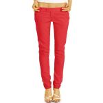 Rote Unifarbene Hüfthosen mit Reißverschluss aus Baumwolle für Damen Größe M 