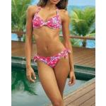 Pinke BEACH TIME Neckholder-Bikinis mit Meer-Motiv aus Polyamid für Damen 