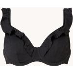 Schwarze Unifarbene Beachlife Bikini-Tops mit Rüschen aus Polyamid mit Bügel für Damen 