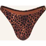 Hellbraune Animal-Print Beachlife High Waist Bikinihosen mit Leopard-Motiv aus Polyamid für Damen Größe L 