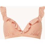 Orange Hahnentritt Beachlife Bikini-Tops mit Volants aus Polyamid mit Bügel für Damen Größe M 