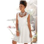Weiße BEACH TIME Kleider mit Lochstickerei aus Polyester für Damen Größe XS für den für den Sommer 