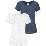 Marineblaue BEACH TIME T-Shirts mit Cutwork aus Jersey für Damen Größe XS 