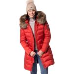 Reduzierte Rote Gesteppte Daunenjacken mit Kapuze aus Lammfell mit Kapuze für Damen Übergrößen für den für den Winter 