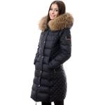 Reduzierte Schwarze Gesteppte Daunenjacken aus Lammfell mit Kapuze für Damen Größe XL für den für den Winter 