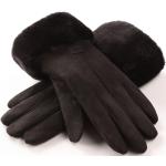 Schwarze Gefütterte Handschuhe aus Fleece für Damen für den für den Winter 
