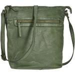 Olivgrüne Bear Design Lederhandtaschen aus Rindsleder mit Handyfach für Damen 