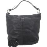 Schwarze Bear Design Lederhandtaschen aus Rindsleder mit Handyfach für Damen 