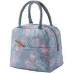 Reduzierte Graue Picknick-Kühltaschen 6l mit Flamingo-Motiv mit Reißverschluss aus Stoff Klein 