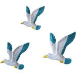 Weiße Maritime Tierfiguren mit Vogel-Motiv 3-teilig 