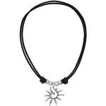 Beau Soleil Jewelry Lederkette Damen Halskette mit Anhänger Sonne längenverstellbar (Schwarz)