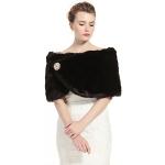Schwarze Elegante Pashmina-Schals mit Perlen aus Kunstfell für Damen Einheitsgröße 