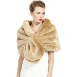 Khakifarbene Elegante Crinkle-Schals aus Kunstfell maschinenwaschbar für Damen Größe M 