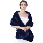 Dunkelblaue Elegante Pashmina-Schals aus Kunstfell für Damen Einheitsgröße für den für den Winter 
