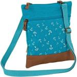 Blaue Motiv Maritime Canvas-Taschen mit Reißverschluss aus Baumwolle mit Innentaschen 