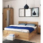 Reduzierte Rustikale Betten mit Bettkasten aus Eiche 160x200 