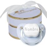 BebeDeParis Personalisierte Schnuller mit Babynamen, BPA-freier, 0-6 Monate, mit Schutzkappe, Blu. Wertvolles personalisiertes Geschenk zur Geburt. Präsentiert in einer sehr eleganten Schachtel.