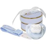 BebeDeParis Personalisierte Schnuller mit Babynamen, BPA-freier, 0-6 Monate, mit Schutzkappe und Schnullerkette, Blu. Wertvolles personalisiertes Geschenk zur Geburt.
