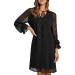 Reduzierte Schwarze Unifarbene Casual Langärmelige Mini V-Ausschnitt Sommerkleider aus Polyester für Damen Größe M für Partys für den für den Sommer 
