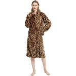 Animal-Print Maxi Bademäntel lang mit Leopard-Motiv aus Frottee für Damen Einheitsgröße für den für den Winter 