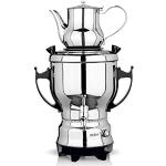 BEEM Tea-Classic Samowar - 3L | Edelstahl/Schwarz | großer Teekocher auch für Gastrobetriebe | Mit Edelstahl-Ablasshahn | Stufenlos Einstellbarer Temperaturregler | Mit 1 L Teekanne