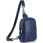 Marineblaue Damenbauchtaschen & Damenhüfttaschen mit Reißverschluss aus Leder klein 