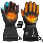 Beheizbare Handschuhe für Herren Damen - beheizte Handschuhe 7.4V/2 x 5000mAh elektrisch warme Winter-Motorradhandschuhe, Fahrradhandschuhe und Skihandschuhe mit akku und 2-in-1 USB-Anschluss (L)