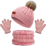 Reduzierte Rosa Mütze Schal Handschuh Sets für Kinder für Mädchen für den für den Winter 