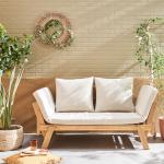 Beige Nachhaltige 3-Sitzer Gartenbänke aus Akazienholz mit Armlehne Breite 150-200cm, Höhe 50-100cm, Tiefe 50-100cm 